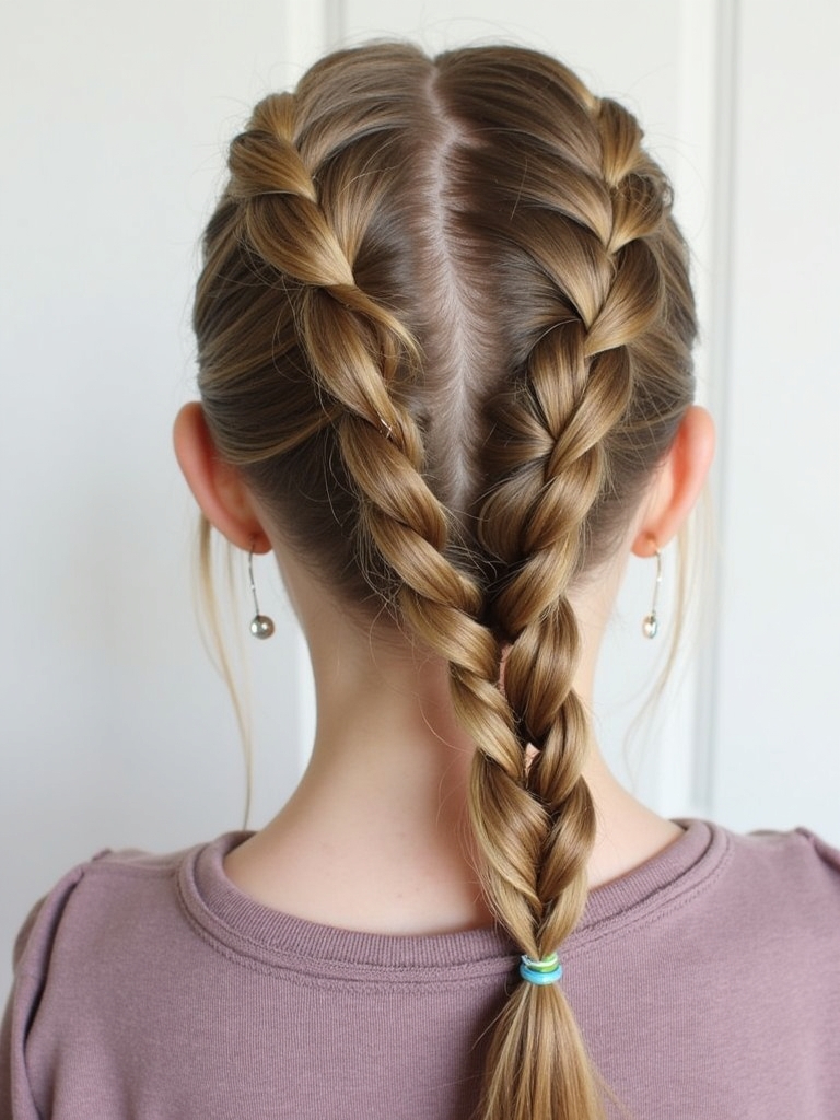 Easy Hairstyles For School: Braided Pigtails with Ribbons