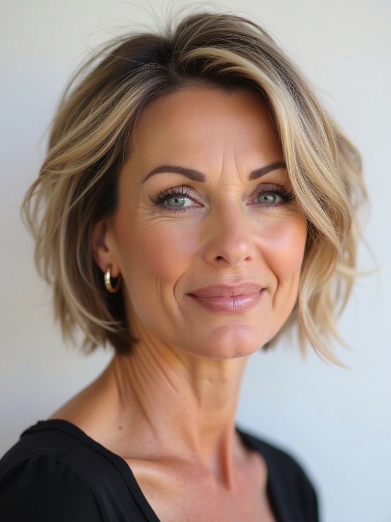 Hairstyles For Thin Fine Hair Over 60: Highlighted and Lowlighted Hair