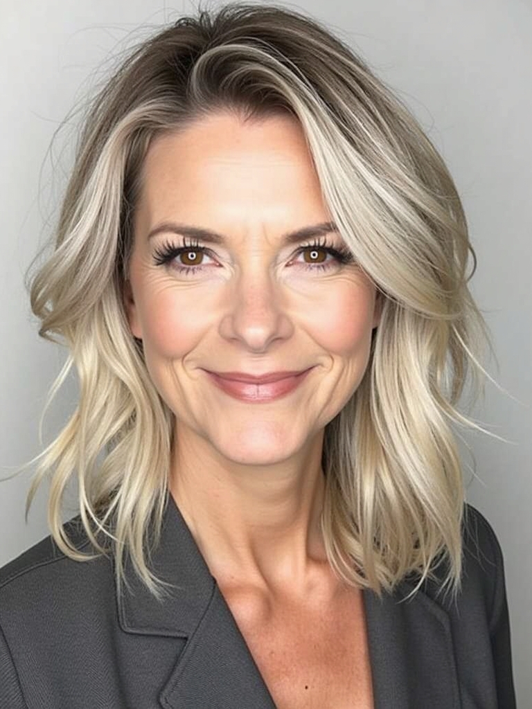Hairstyles For Thin Fine Hair Over 60: Long Layers with a Center Part