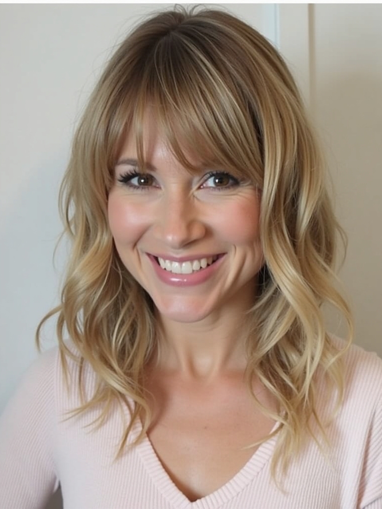 Face Framing Curtain Bangs with Braids