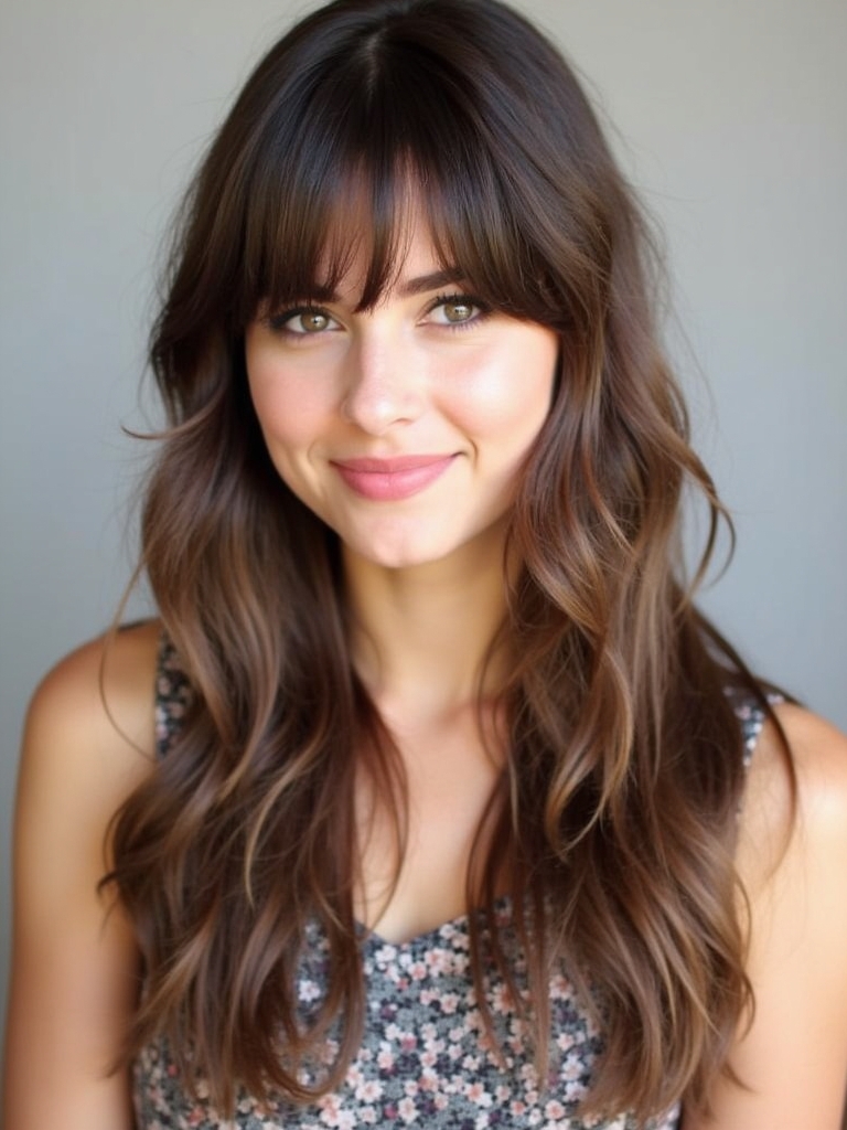 Long Haircut Ideas: Textured Waves with Long Bangs