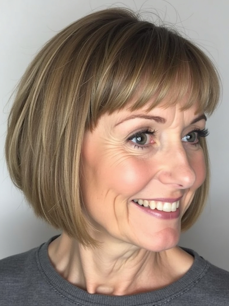 Hairstyles For Thin Fine Hair Over 60: Chin-Length Bob with Volume at the Crown