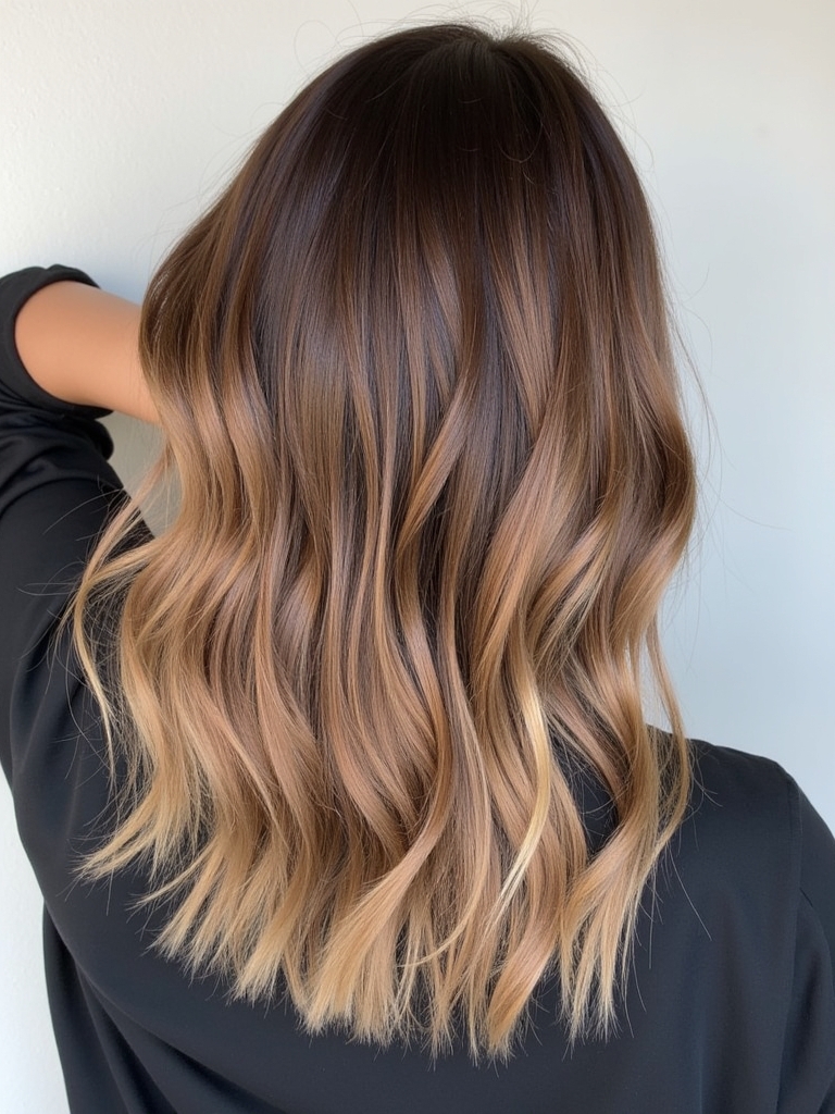 Honey Brown Balayage: Caramel Cascade
