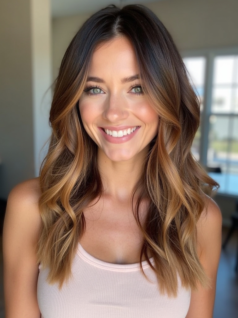 Honey Brown Balayage: Sun-Kissed Caramel Swirls